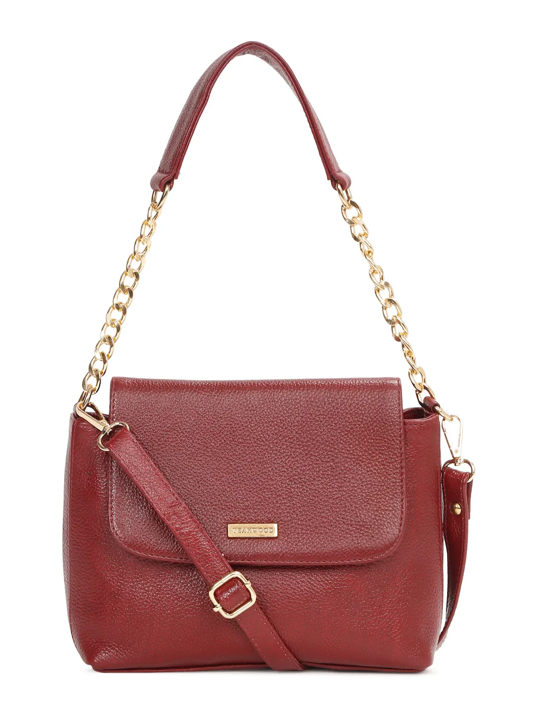 Women Red Texture Leather Sling bag