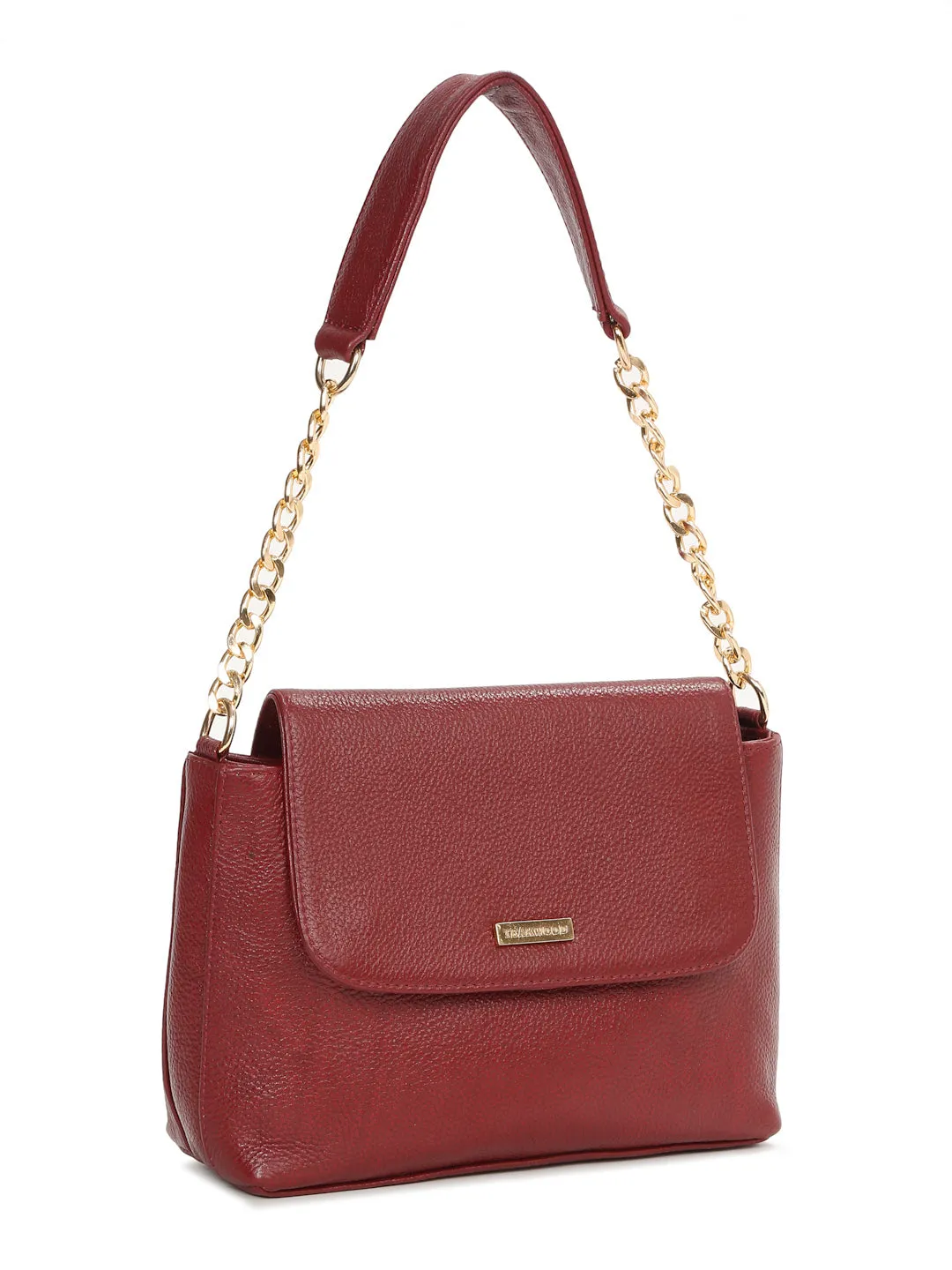 Women Red Texture Leather Sling bag