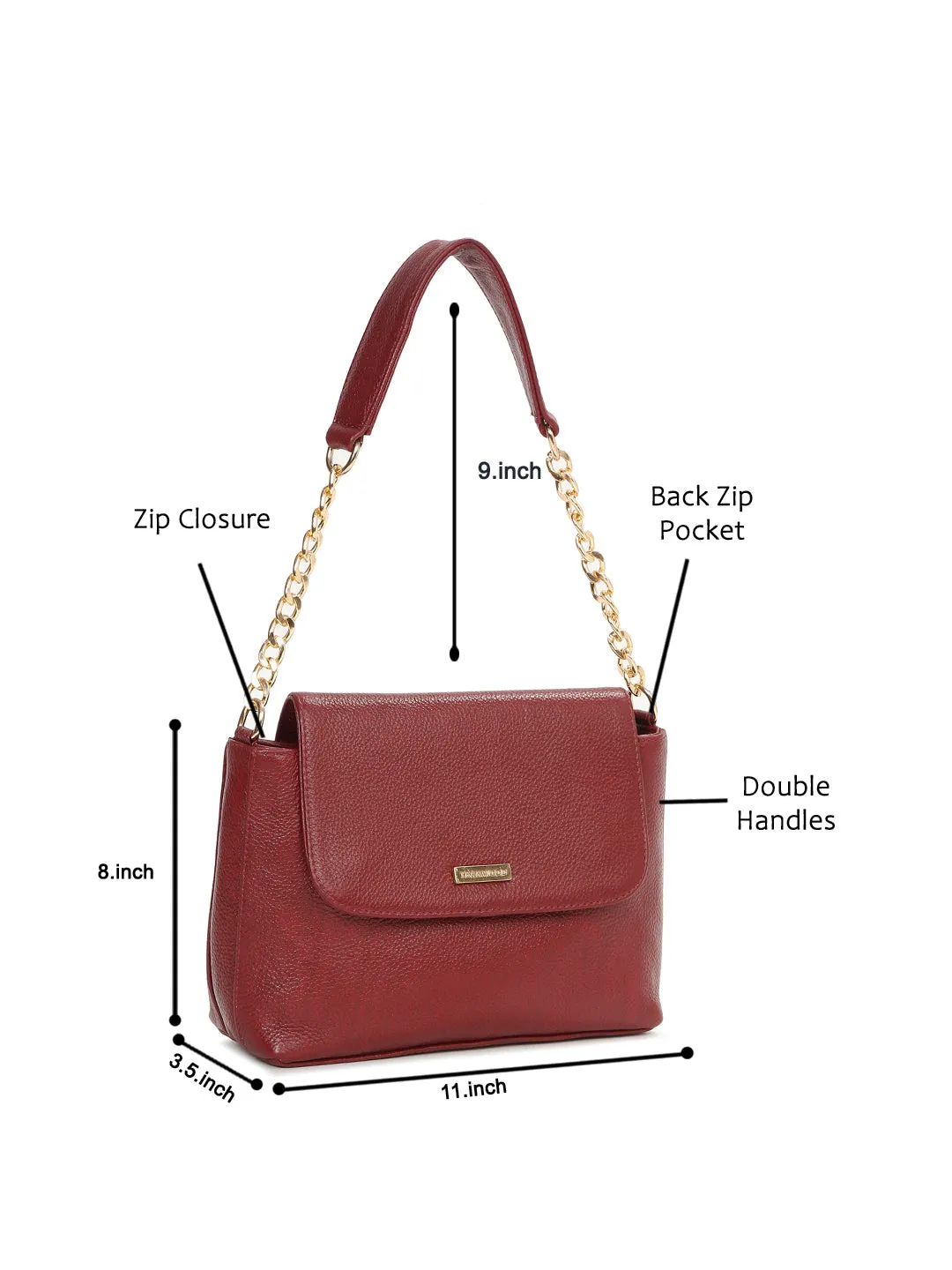 Women Red Texture Leather Sling bag