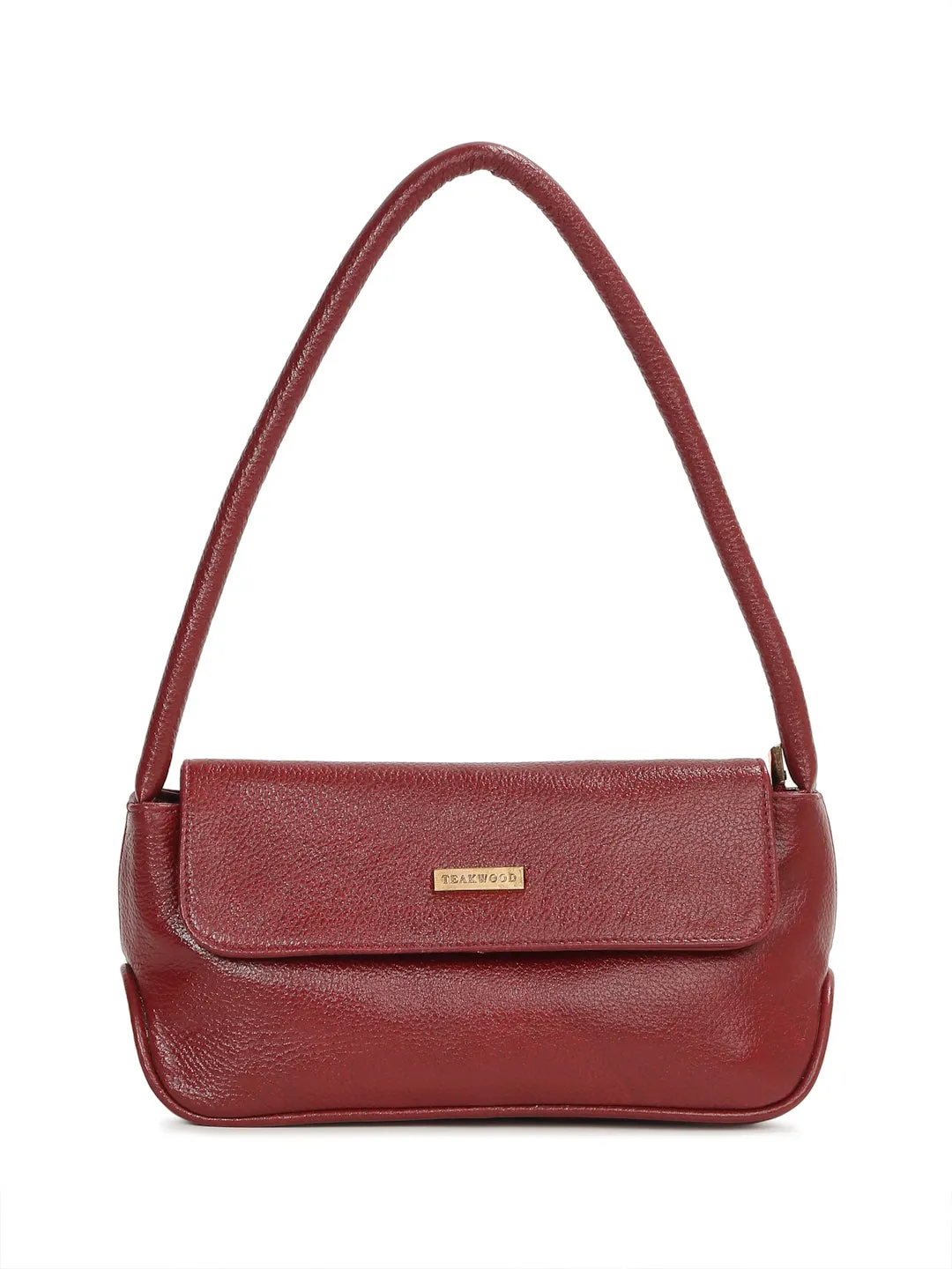 Women Red Texture Leather Structured Sling Bag