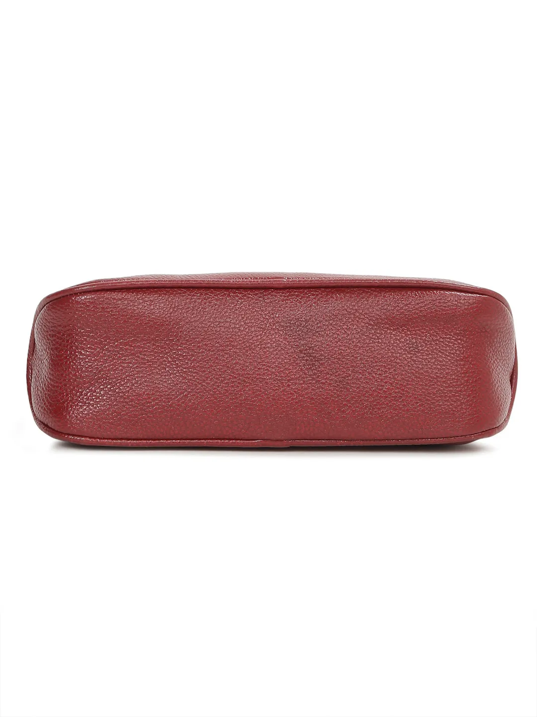 Women Red Texture Leather Structured Sling Bag