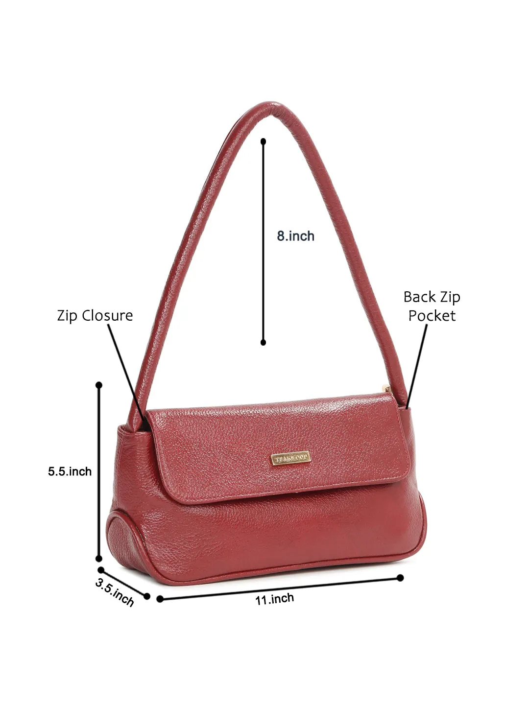 Women Red Texture Leather Structured Sling Bag