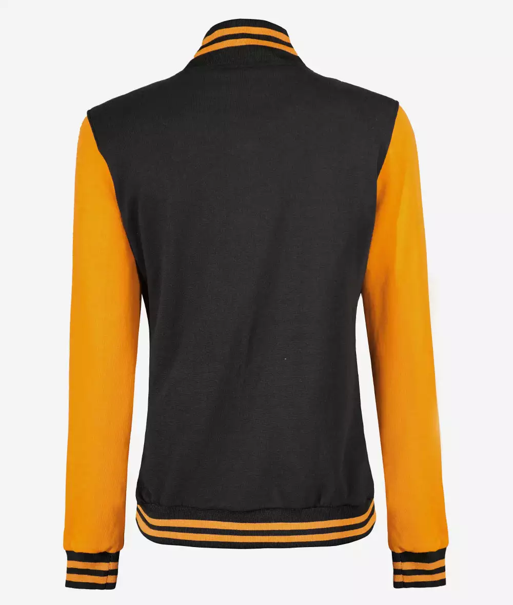 Women's Black and Yellow Letterman Jacket - Baseball Style