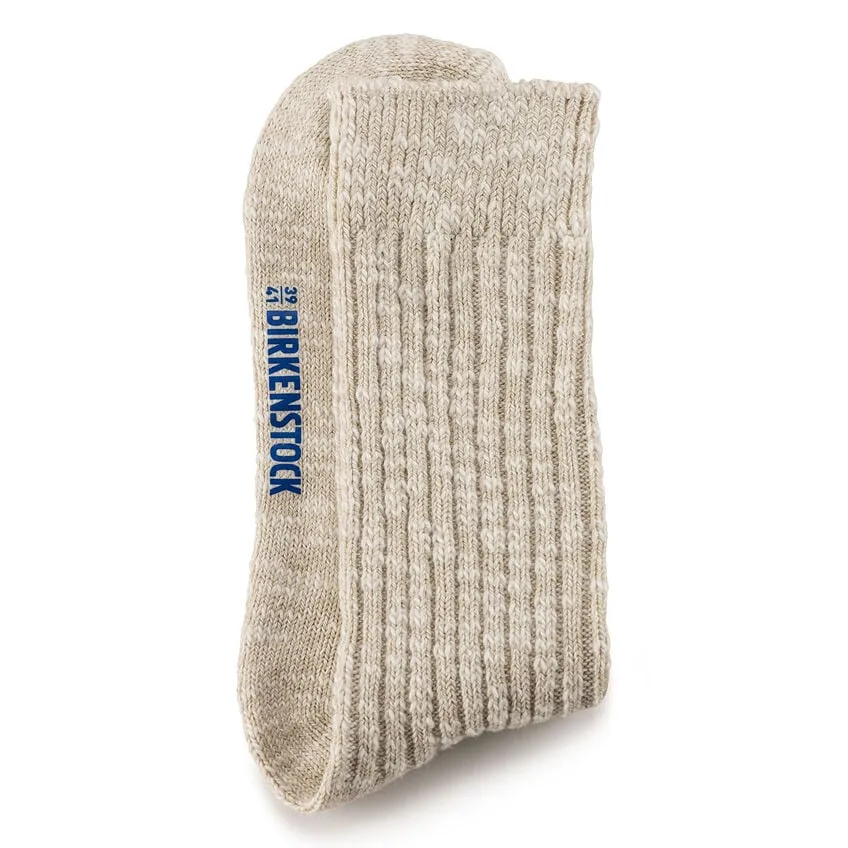  Women's Cotton Slub Crew Socks in Beige  