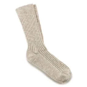  Women's Cotton Slub Crew Socks in Beige  