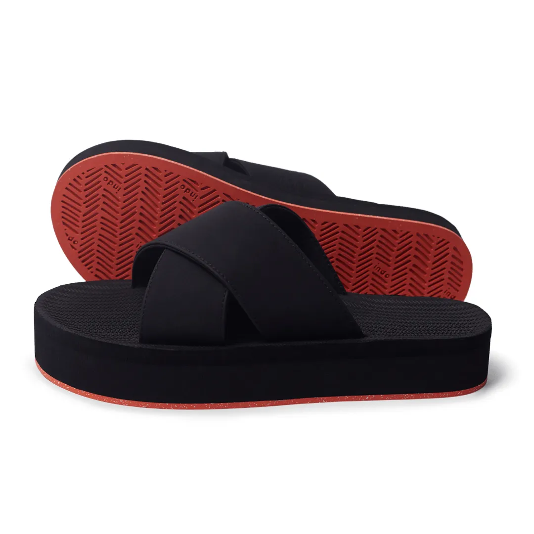 Women's Cross Platforms Sneaker Sole - Orange Sole/Black