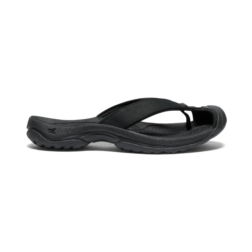 Women's Keen Waimea Leather Flip Flop Color: Black / Black