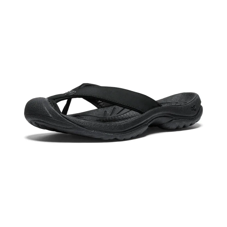 Women's Keen Waimea Leather Flip Flop Color: Black / Black