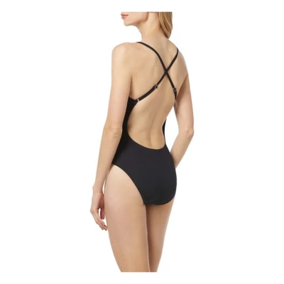 Women's Michael Kors Cross Back Textured One Piece Swimsuit