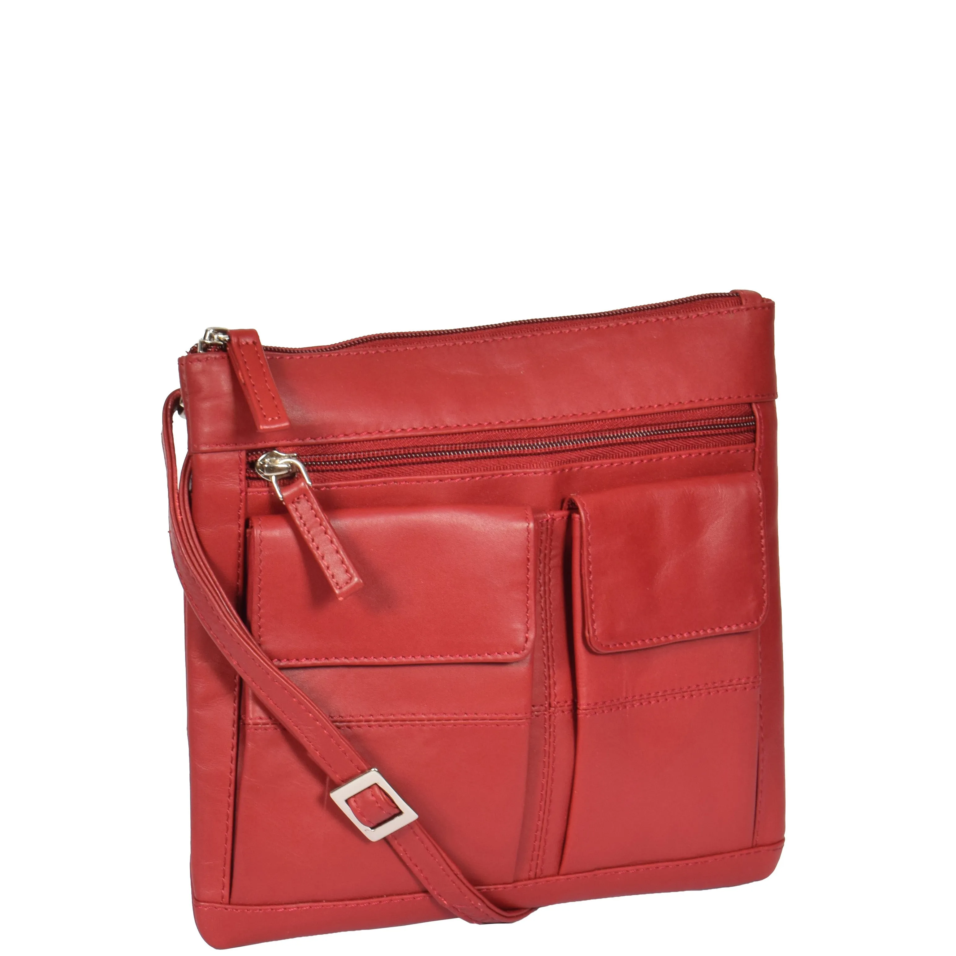 Womens Soft Leather Flight Sling Bag Turin Red