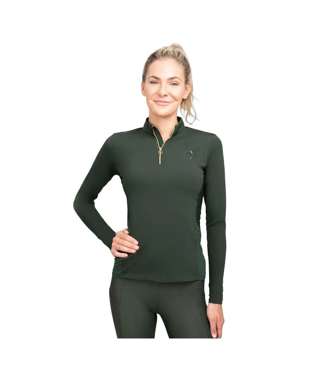 Womens/ladies ednam base layer top fern green Coldstream