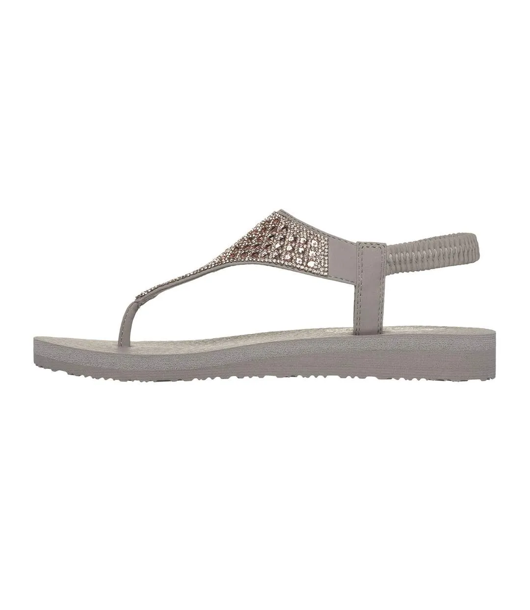 Womens/ladies meditation rockstar flip flops taupe Skechers