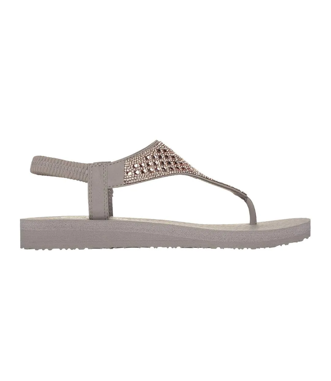 Womens/ladies meditation rockstar flip flops taupe Skechers