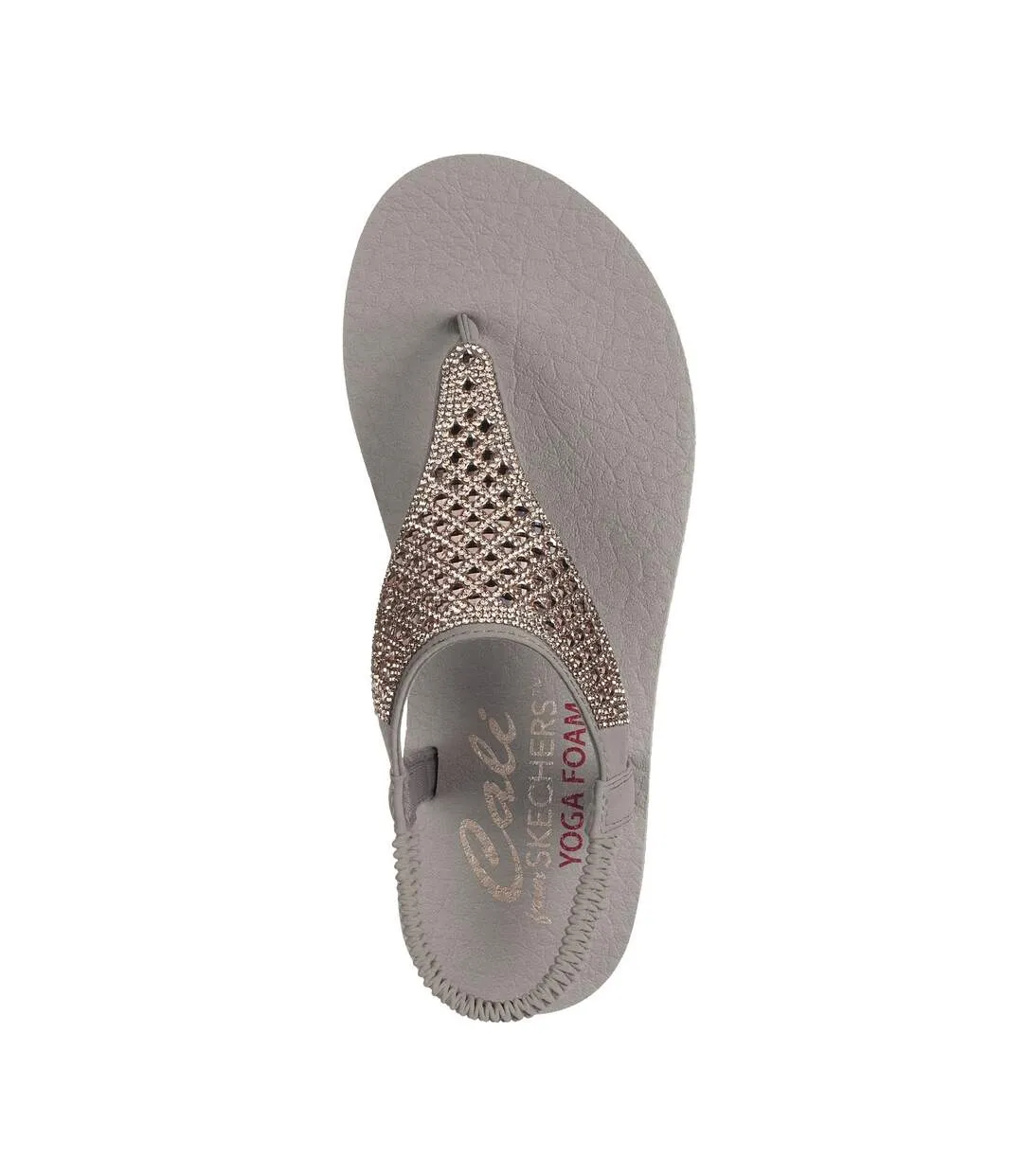 Womens/ladies meditation rockstar flip flops taupe Skechers