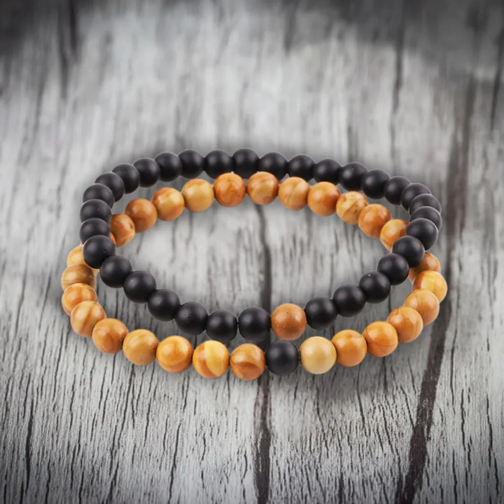 Wooden Jasper Two-Layer Beads Bracelet