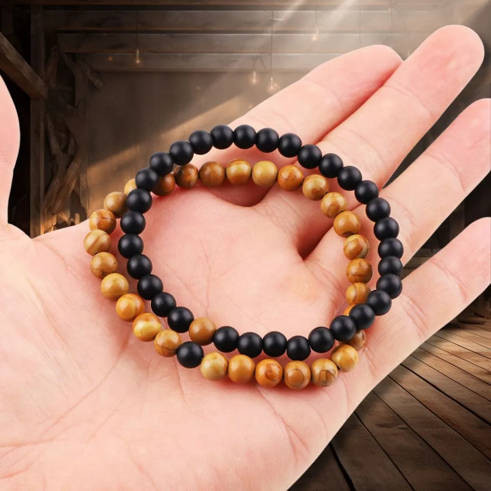 Wooden Jasper Two-Layer Beads Bracelet