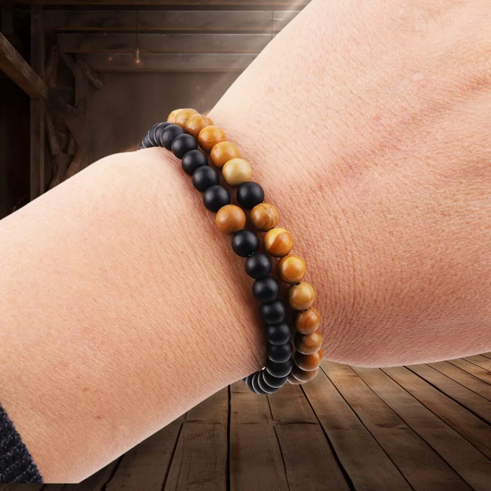 Wooden Jasper Two-Layer Beads Bracelet