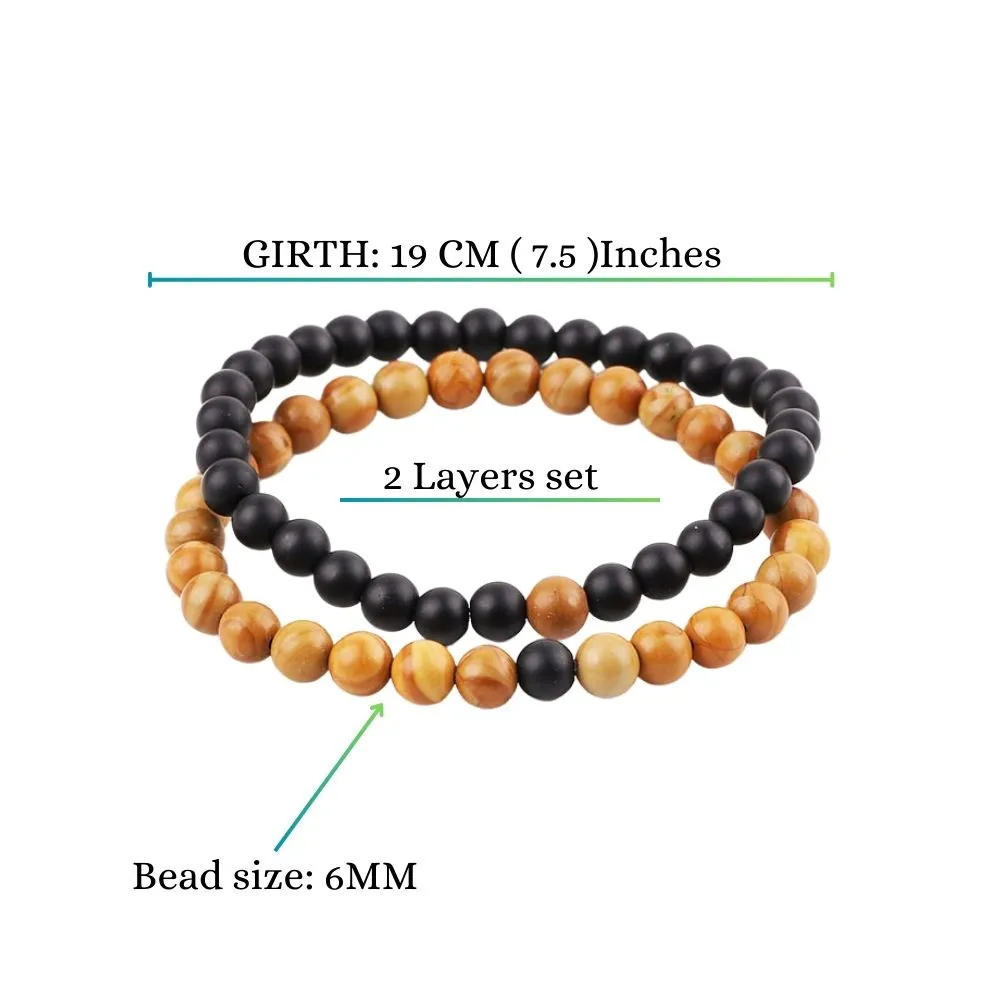 Wooden Jasper Two-Layer Beads Bracelet