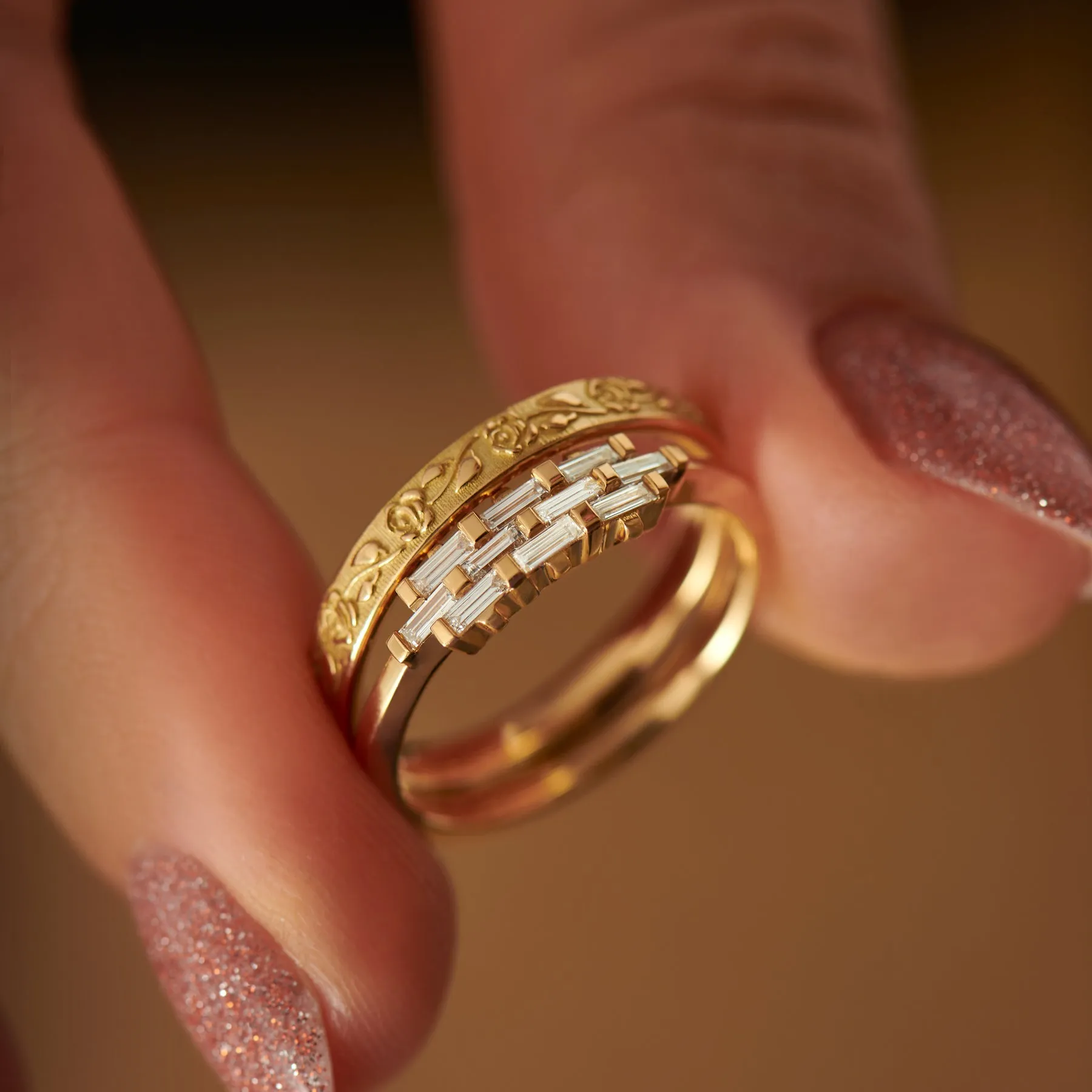 Woven Baguette Diamond Ring