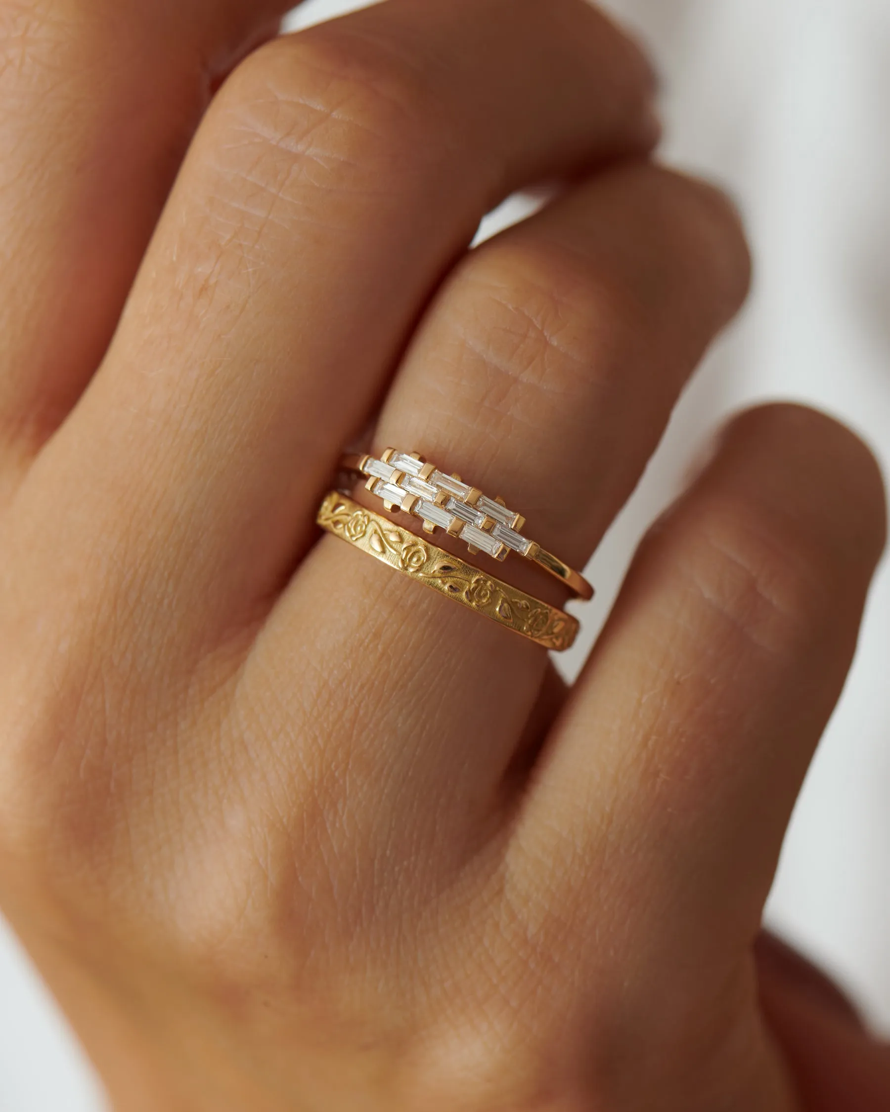 Woven Baguette Diamond Ring