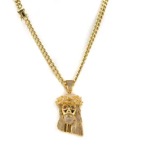 XL Jesus with Cuban Chain 18K Gold Platted Golden Gilt Pendant