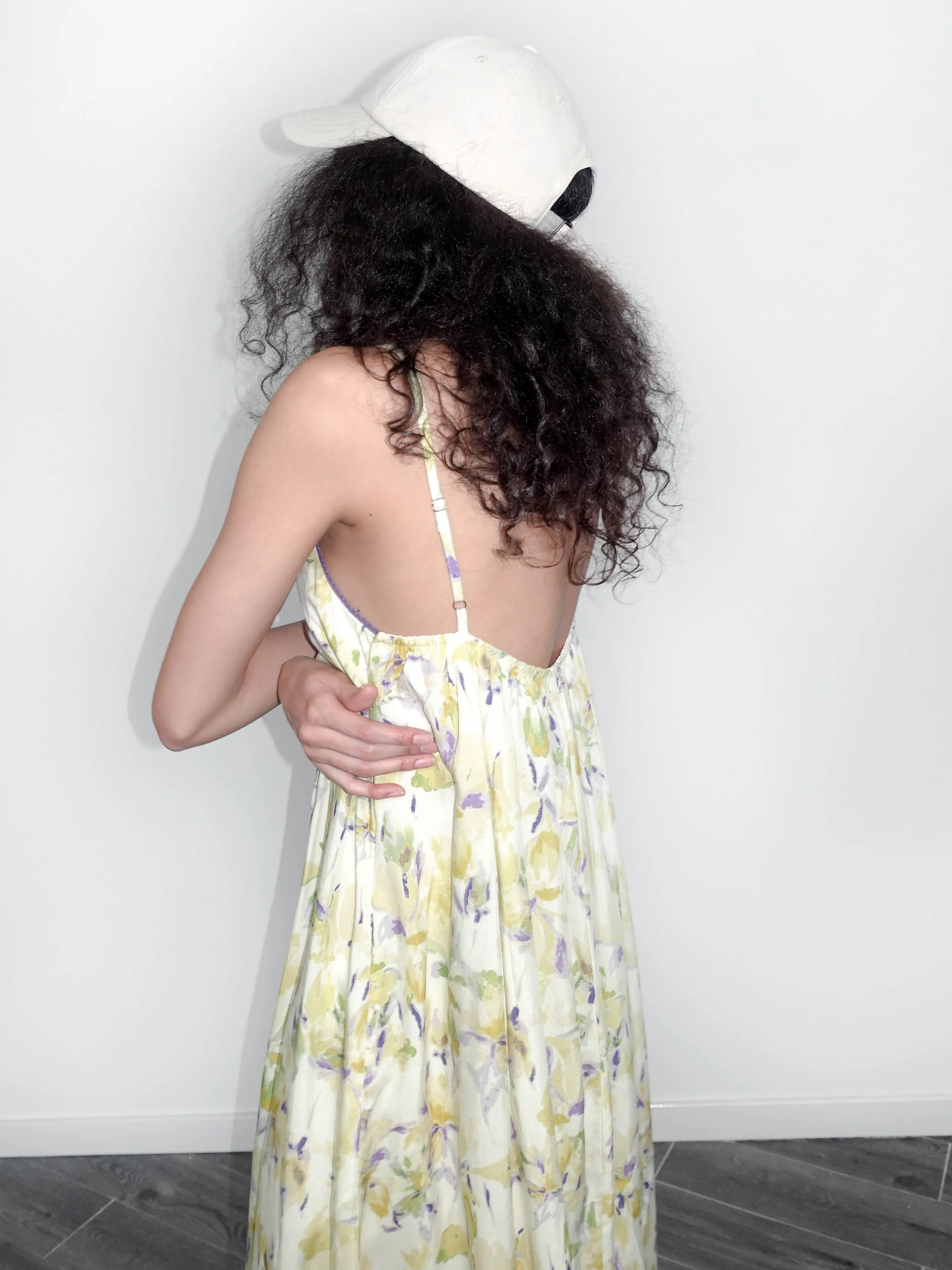 Yellow Floral Printed Sling Dress