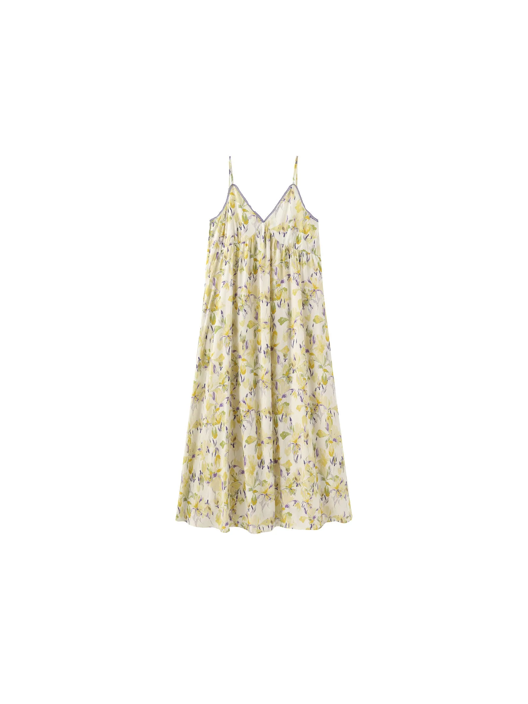 Yellow Floral Printed Sling Dress