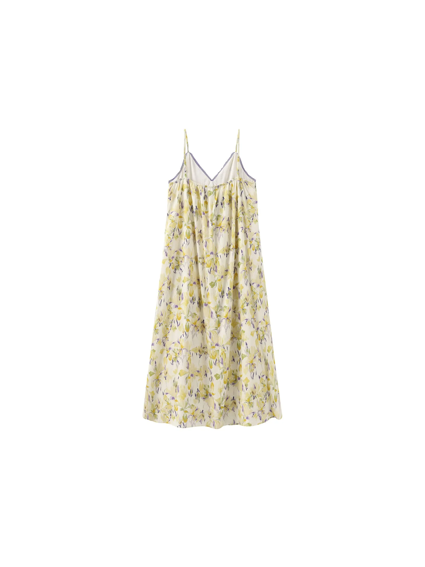 Yellow Floral Printed Sling Dress